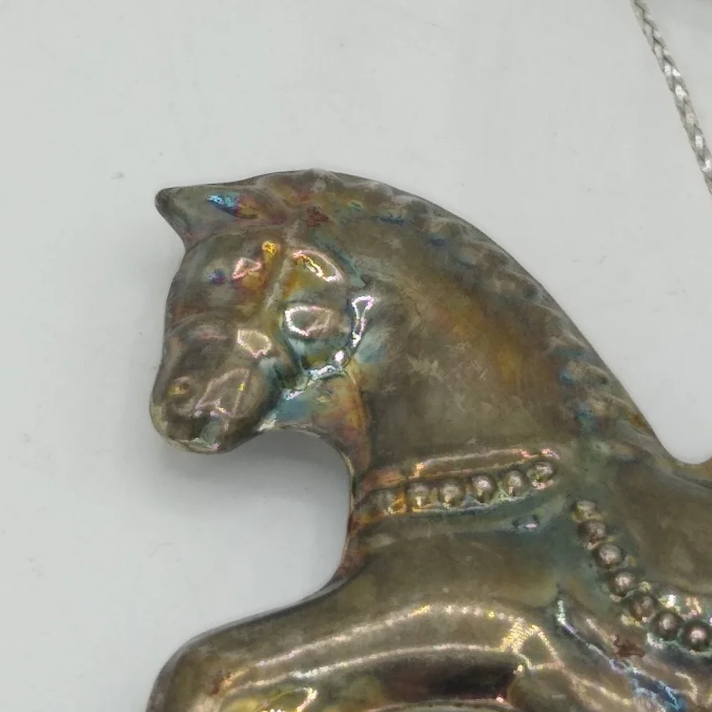 Rocking Horse Silver tone Christmas Tree Ornament Victorian Style Vintage - Picture 2 of 11